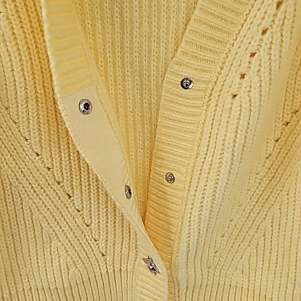 Yellow V-Neck Button Cardigan Sweater - Picture 5 of 16
